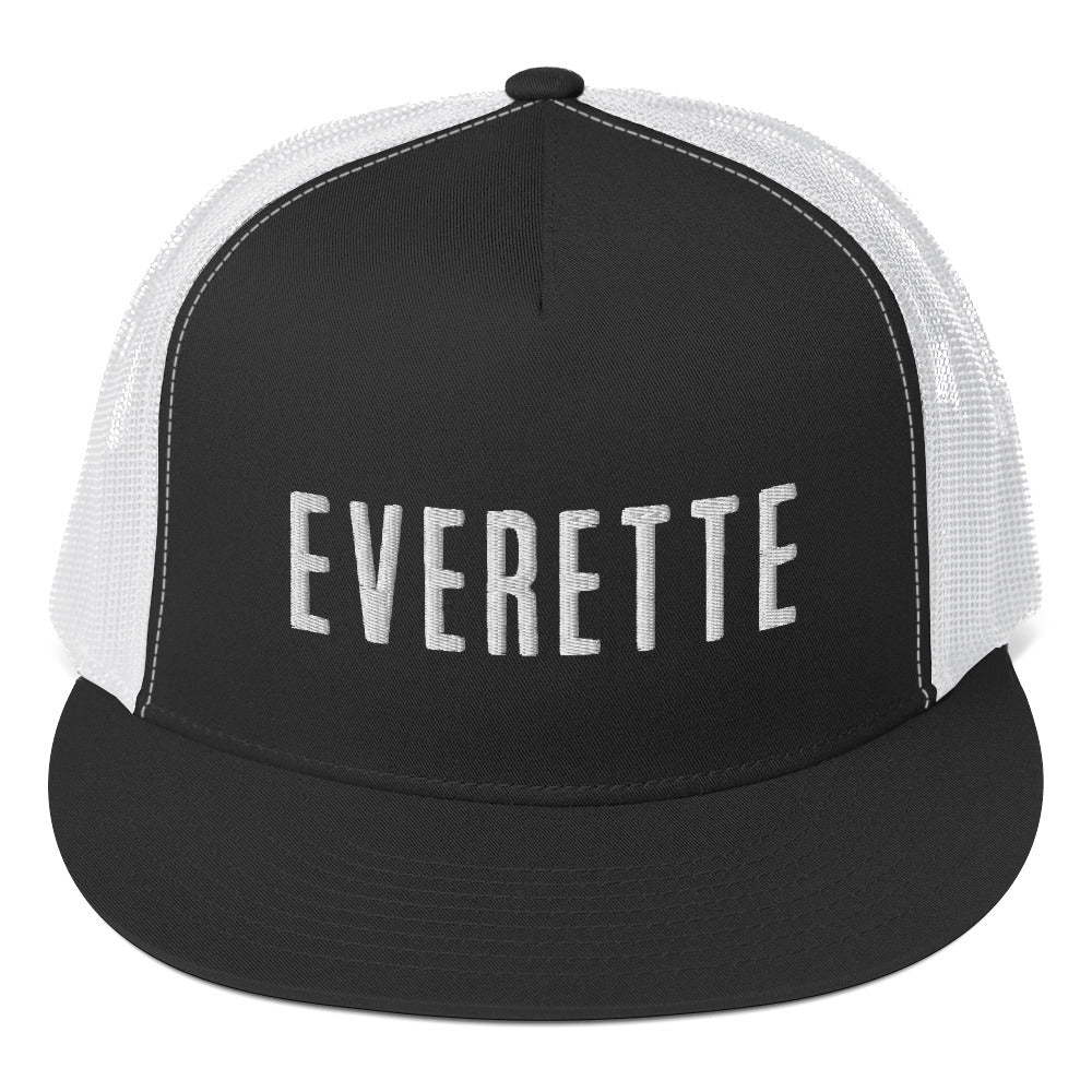 EVERETTE black and white logo Trucker Cap